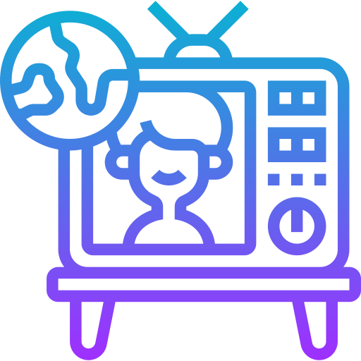 A close-up of Refnews TV screen featuring diverse stories from citizen journalists.